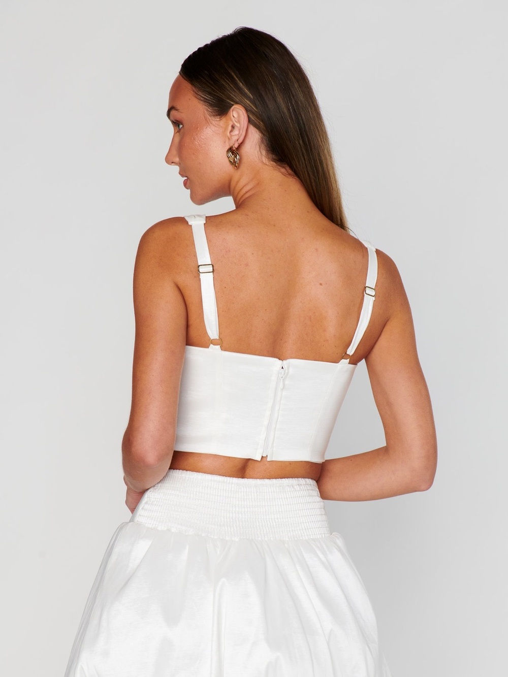 Show Me Your Mumu Vivianna Crop Top Size Small S White Taffeta NWOT corset - Picture 6 of 6